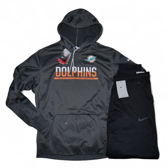 Nike Men's Size L-XL Sweatsuit 2 PC Hoodie Joggers Outfit Miami Dolphins NWT - Picture 2 of 13